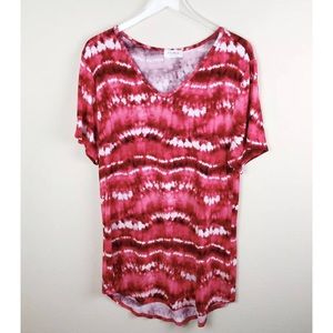 Frumos Red & White Tie-Dye Tunic Size Medium